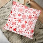 Merry Christmas Kanaviçe Görünümlü Geyikler Baskılı Yer Minderi - 70 x 70 cm Realhomes