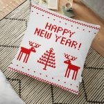 Yılbaşı Temalı Dijital Baskılı 3D Yer Minderi - 70 x 70 cm Realhomes