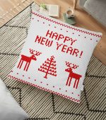 - yerminderi-YER-3028 - Realhomes Happy New Year Temalı Dijital Baskılı Dekoratif Yer Minderi - 70 x 70 cm Realhomes