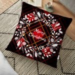 Ekru Zeminli Geyik ve Yaprak Motifler Dijital Baskılı Yer Minderi - 70 x 70 cm Realhomes