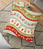 Renkli Yılbaşı Motifleri Dekoratif Yer Minderi - 70 x 70 cm Realhomes