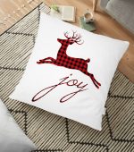 - yerminderi-YER-3060 - Realhomes  Joy Ekose Geyik Desenli Dekoratif Yer Minderi - 70 x 70 cm Realhomes