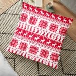 Altın Şeritli Merry Christmas Desenli Dekoratif Yer Minderi - 70 x 70 cm Realhomes