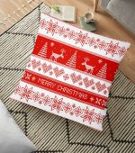 - yerminderi-YER-3067 - Realhomes Kırmızı Beyaz Yılbaşı Temalı Özel Tasarım Dekoratif Yer Minderi - 70 x 70 cm Realhomes