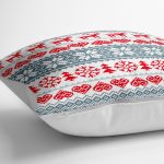 - yerminderi-YER-3068-1 - Realhomes Kırmızı ve Gri Kanaviçe Christmas Temalı Dekoratif Yer Minderi - 70 x 70 cm Realhomes