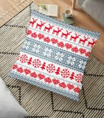 - yerminderi-YER-3068 - Realhomes Kırmızı ve Gri Kanaviçe Christmas Temalı Dekoratif Yer Minderi - 70 x 70 cm Realhomes