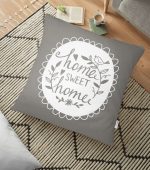 - yerminderi-YER-307 - Realhomes Home Sweet Home Dijital Baskılı Dekoratif Yer Minderi - 70 x 70 cm Realhomes