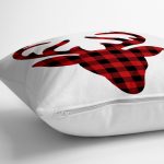 - yerminderi-YER-3071-1 - Realhomes  Modern Ekose Geyik Desenli Dijital Baskılı Yer Minderi - 70 x 70 cm Realhomes