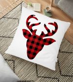 - yerminderi-YER-3071 - Realhomes  Modern Ekose Geyik Desenli Dijital Baskılı Yer Minderi - 70 x 70 cm Realhomes