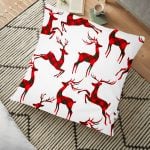 Modern Ekose Geyik Desenli Dijital Baskılı Yer Minderi - 70 x 70 cm Realhomes