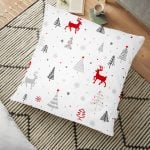 Siyah Beyaz Ekose Desenli Altın Yaldızlı Dekoratif Yer Minderi - 70 x 70 cm Realhomes