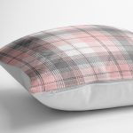 - yerminderi-YER-3081-1 - Realhomes Pembe Gri Ekose Desenli Dekoratif Yer Minderi - 70 x 70 cm Realhomes