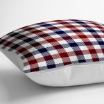 - yerminderi-YER-3082-1 - Realhomes  Bordo Lacivert Ekose Desenli Dekoratif Yer Minderi - 70 x 70 cm Realhomes