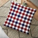 Pembe Gri Ekose Desenli Dekoratif Yer Minderi - 70 x 70 cm Realhomes