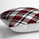 - yerminderi-YER-3083-1 - Realhomes Kırmızı Siyah Çapraz Ekose Desenli Dekoratif Yer Minderi - 70 x 70 cm Realhomes