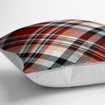 Kırmızı Siyah Beyaz Ekose Desenli Dekoratif Yer Minderi - 70 x 70 cm Realhomes