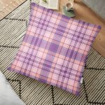 Gri Krem Ekose Desenli Dijital Baskılı Dekoratif Yer Minderi - 70 x 70 cm Realhomes