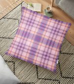 - yerminderi-YER-3086 - Realhomes  Lila Ekose Desenli Dekoratif Yer Minderi - 70 x 70 cm Realhomes