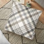 Krem Renkte Ekose Desenli Dekoratif Yer Minderi - 70 x 70 cm Realhomes