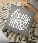 Home Sweet Home Dijital Baskılı Dekoratif Yer Minderi - 70 x 70 cm Realhomes