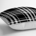 - yerminderi-YER-3090-1 - Realhomes  Siyah Beyaz Ekose Desenli Dekoratif Yer Minderi - 70 x 70 cm Realhomes