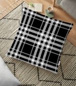 - yerminderi-YER-3090 - Realhomes  Siyah Beyaz Ekose Desenli Dekoratif Yer Minderi - 70 x 70 cm Realhomes