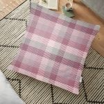 Siyah Sarı Pembe Ekose Desenli Dijital Baskılı Dekoratif Yer Minderi - 70 x 70 cm Realhomes