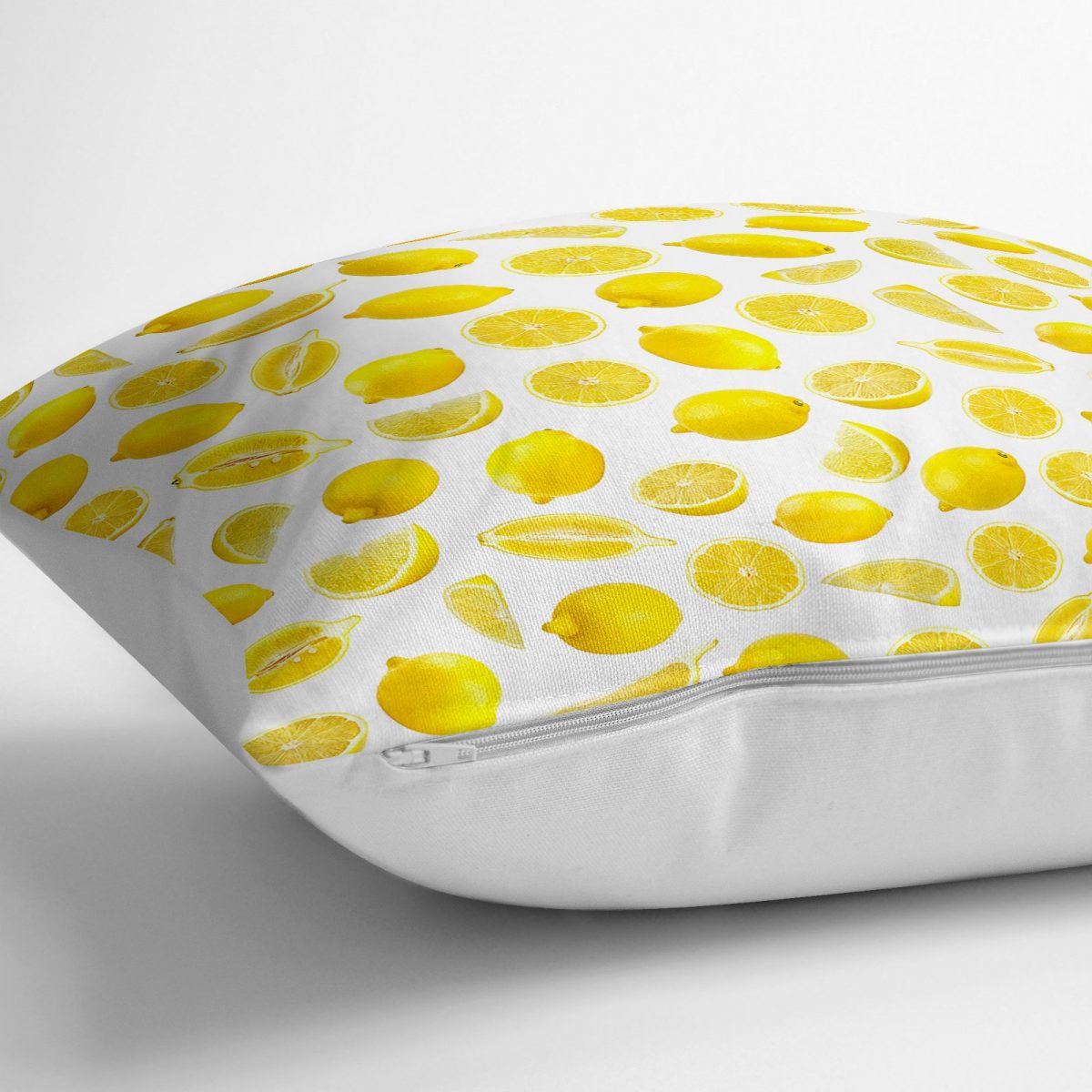 Limon Desenli 3D Dijital Baskılı Dekoratif Yer Minderi - 70 x 70 cm Realhomes