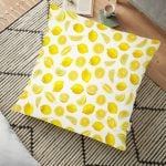 Beyaz Zeminde Limonlar Desenli Dijital Baskılı Yer Minderi - 70 x 70 cm Realhomes