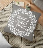- yerminderi-YER-310 - Realhomes Home Sweet Home Dijital Baskılı Dekoratif Yer Minderi - 70 x 70 cm Realhomes