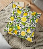 - yerminderi-YER-3102 - Realhomes  Geometrik ve Limon Desenli 3D Dijital Baskılı Yer Minderi - 70 x 70 cm Realhomes