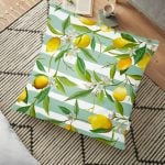 Yeşil Zeminli 3 Boyutlu Limon Desenli Dijital Baskılı Yer Minderi - 70 x 70 cm Realhomes