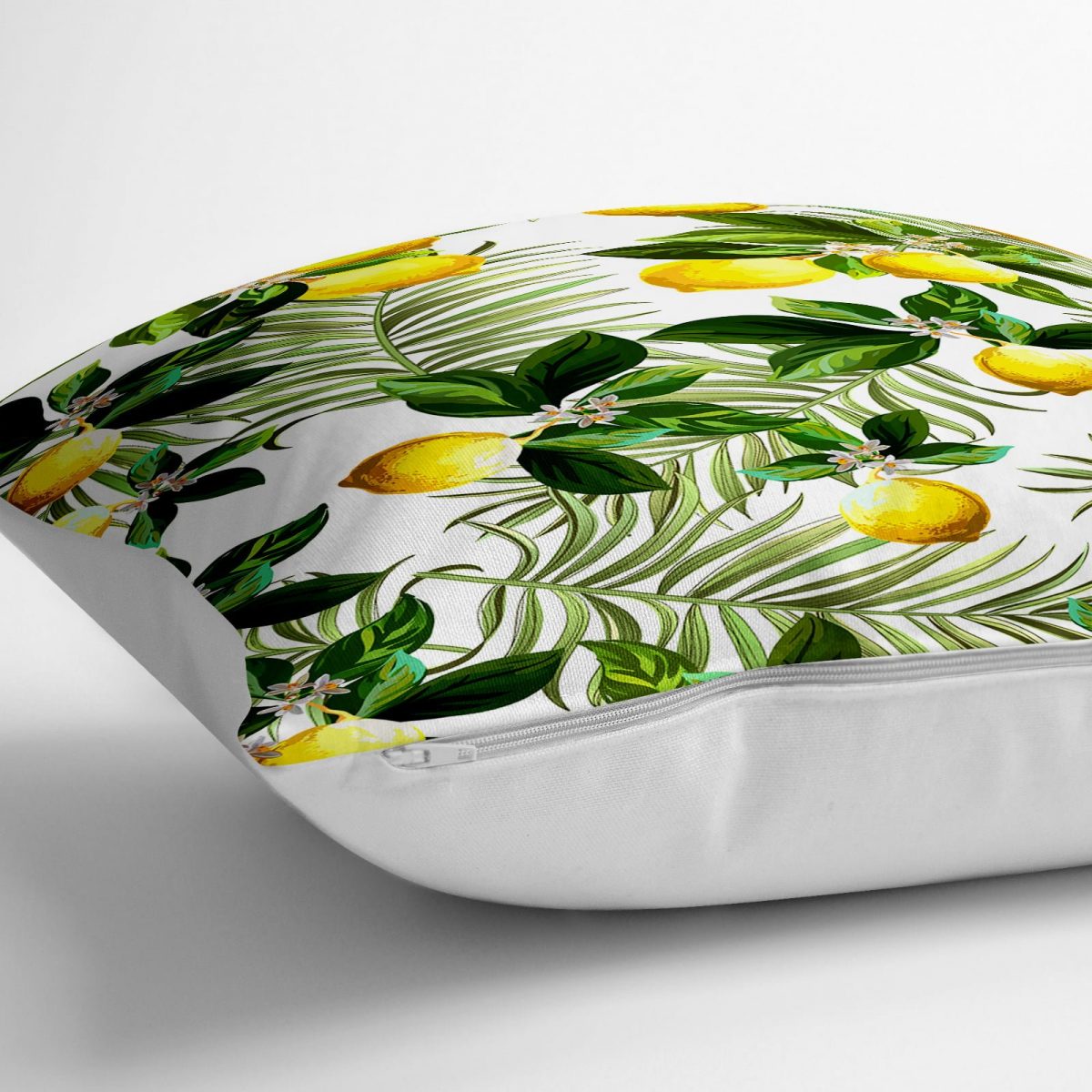 Limon Yaprakları Desenli Dijital Baskılı Yer Minderi - 70 x 70 cm Realhomes