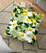 - yerminderi-YER-3105 - Realhomes Limon Yaprakları Desenli Dijital Baskılı Yer Minderi - 70 x 70 cm Realhomes