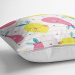 - yerminderi-YER-3108-1 - Realhomes Beyaz Zeminli Armutlar Baskılı Dijital Baskılı Dekoratif Yer Minderi - 70 x 70 cm Realhomes