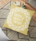 - yerminderi-YER-312 - Realhomes  Home Sweet Home Desenli Dijital Baskılı Dekoratif Yer Minderi - 70 x 70 cm Realhomes