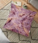 Altın Yaldızlı Mermer Desenli Dijital Baskılı Yer Minderi - 70 x 70 cm Realhomes