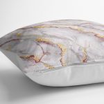 Altın Yaldız Çizgili Mermer Desenli Dekoratif Yer Minderi - 70 x 70 cm Realhomes