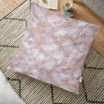 Altın Varaklı Mavi Zeminli Modern Yer Minderi - 70 x 70 cm Realhomes