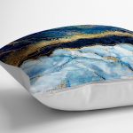 - yerminderi-YER-3126-1 - Realhomes  Altın Varaklı Mavi Zeminli Modern Yer Minderi - 70 x 70 cm Realhomes