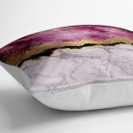 - yerminderi-YER-3128-1 - Realhomes  Mürdüm Beyaz Altın Desenli Modern Yer Minderi - 70 x 70 cm Realhomes