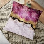 Mavi Renkli Mermer Desenli Dijital Baskılı Yer Minderi - 70 x 70 cm Realhomes