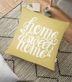 - yerminderi-YER-313 - Realhomes  Home Sweet Home Dijital Baskılı Dekoratif Yer Minderi K - 70 x 70 cm Realhomes