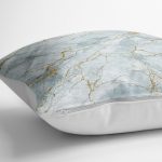 - yerminderi-YER-3131-1 - Realhomes  Altın Çizgili Mavi Zeminli Dijital Baskılı Yer Minderi - 70 x 70 cm Realhomes