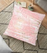 - yerminderi-YER-3134 - Realhomes  Palmiye Desenli Mermer Zeminli Dekoratif Yer Minderi - 70 x 70 cm Realhomes