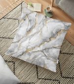 - yerminderi-YER-3136 - Realhomes  Modern Mermer Desenli Dijital Baskılı Yer Minderi - 70 x 70 cm Realhomes