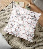 Mermer ve Petek Desenli Dijital Baskılı Yer Minderi - 70 x 70 cm Realhomes