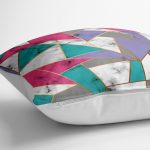 Geometrik Şekilli Mermer Baskılı Modern Yer Minderi - 70 x 70 cm Realhomes