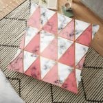 Geometrik Şekilli Mermer Baskılı Modern Yer Minderi - 70 x 70 cm Realhomes