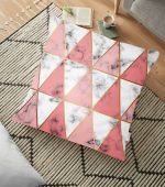 Geometrik Üçgen Şekilli Mermer Desenli Yer Minderi - 70 x 70 cm Realhomes